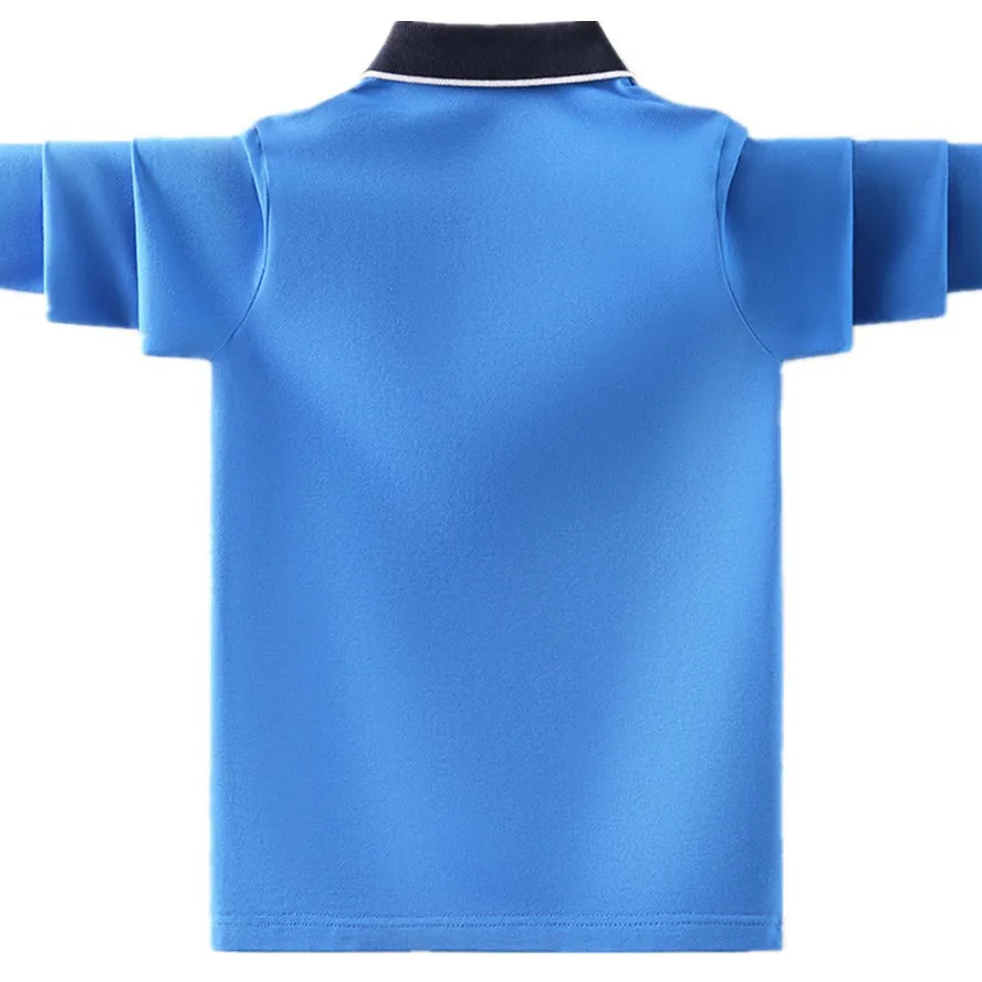 Kids Boys Polo Shirt Fashion Brand Design Children Casual Long Sleeve Tops For Teen Boy 4 6 8 10 12 14 Years Clothing