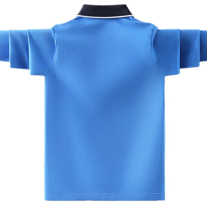 Kids Boys Polo Shirt Fashion Brand Design Children Casual Long Sleeve Tops For Teen Boy 4 6 8 10 12 14 Years Clothing