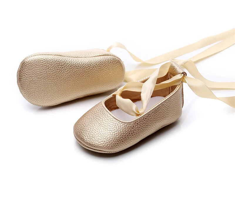 Fashion Newborn Baby Girl Shoes First Walkers Moccasins Cross Ribbon Princess Dance Soft Sole Infant Toddler Shoes Footwear