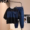 BCA Teen Boy Casual Children's Clothing Boys'Long Sleeved Denim Top with Letter Print Autumn Sports Suit for 5-Year-Olds Younger