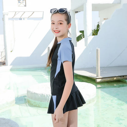 Swimsuit for Teenage Girl Bathing Suit School Girls Summer Swim 2 Piece Swimwear Skirt Bath Clothes Beach Wear 10-16 Years
