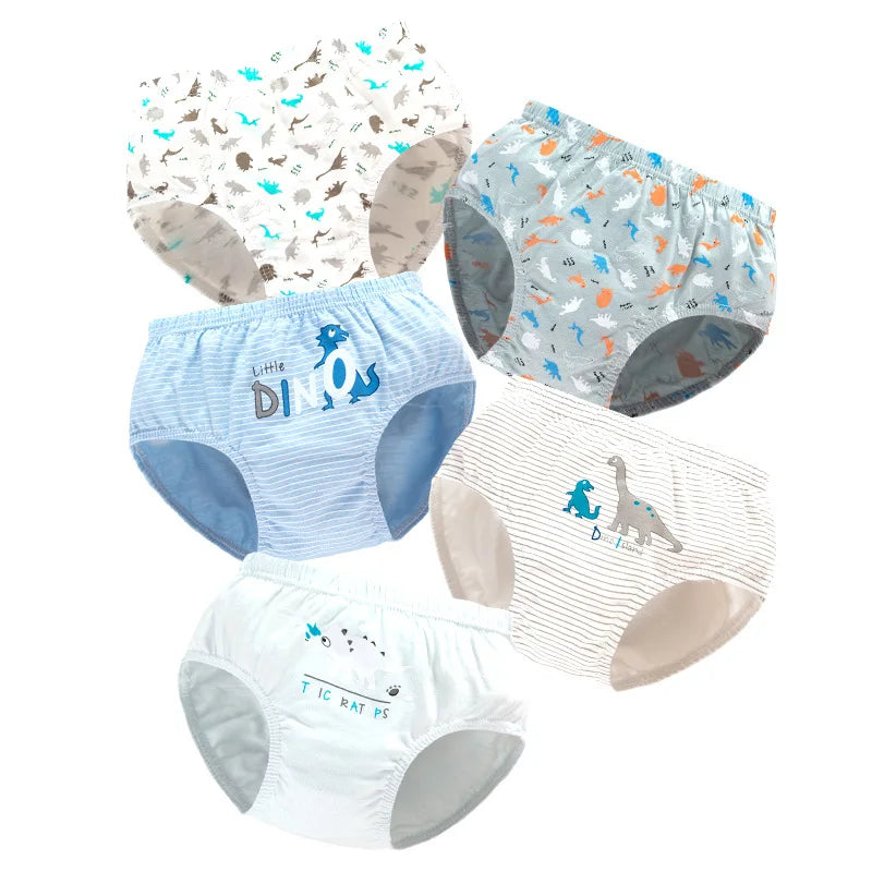 5 Pcs/Lot Boy Underwear Soft Cotton Briefs For Boys Dinosaur Cartoon Children Panties Breathable Kids Underpants Briefs Age 2-14