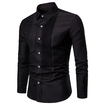 2019 New Designer Wedding Shirts For Men Long Sleeve Fashion Social Club Party Black White Men Dress Shirts Camisa Masculina
