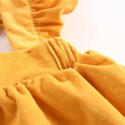 Baby Girls Fashion Clothes Fall Winter Warm Corduroy Princess Skirt Cute Ruffles Lace Strap Tutu Dress Party Birthday Custume