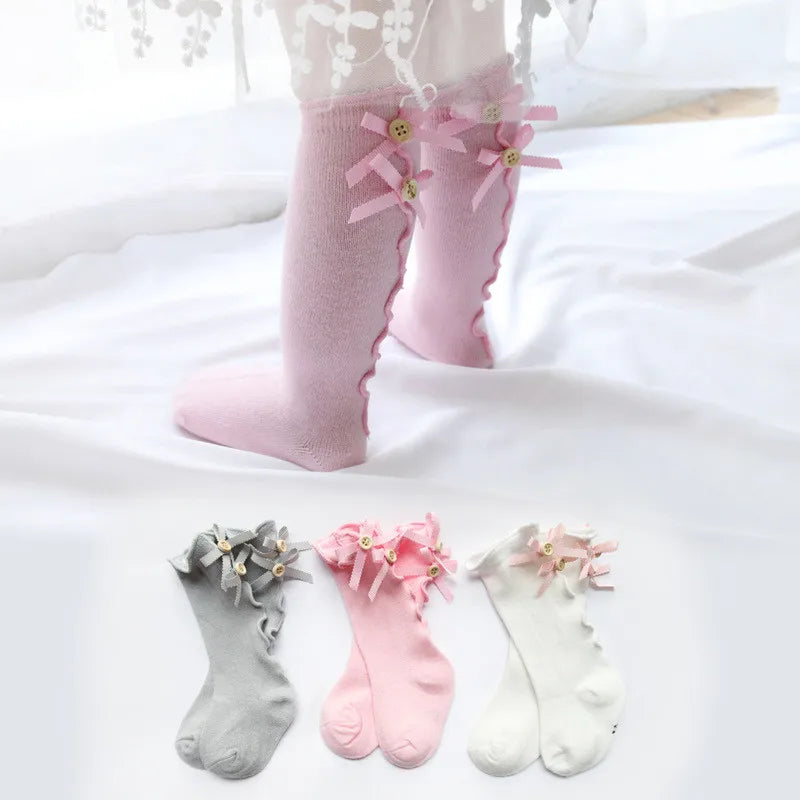 Children Socks Knee High Toddler Trousers Cotton Baby Girls Lace Baby Socks Girl Leg Warms Baby Girl Bow Sock