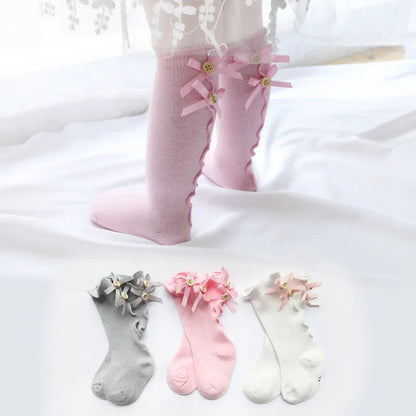 Children Socks Knee High Toddler Trousers Cotton Baby Girls Lace Baby Socks Girl Leg Warms Baby Girl Bow Sock