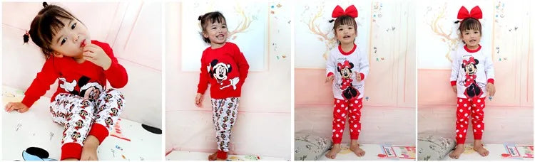Free Shipping Girls Pajamas Kids Princess Anna Elsa Sleepwear Children Cartoon Clothing Set Baby Rapunzel Pijamas Cotton Pyjama