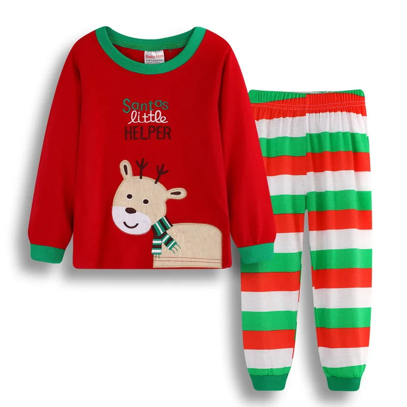 Kid Pajamas Set Baby Boy Clothes Girl Sleepwear Nightwear Children Santa Claus Christmas Pyjamas Cotton Clothing Set 2-7T