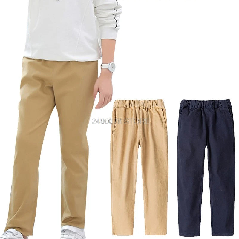 Trousers For Boys 100% Cotton Formal School Performance Suit Pants Brand Kids Wedding Party Trousers Menino Sports Pants 4-16Y