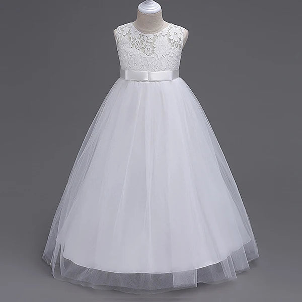 4-15yrs Kids Dresses For Girl Clothes Lace Flower Ball Gown Girls Long Dress For Wedding Prom Party Dresses Teenage Girl Costume