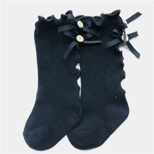 Children Socks Knee High Toddler Trousers Cotton Baby Girls Lace Baby Socks Girl Leg Warms Baby Girl Bow Sock