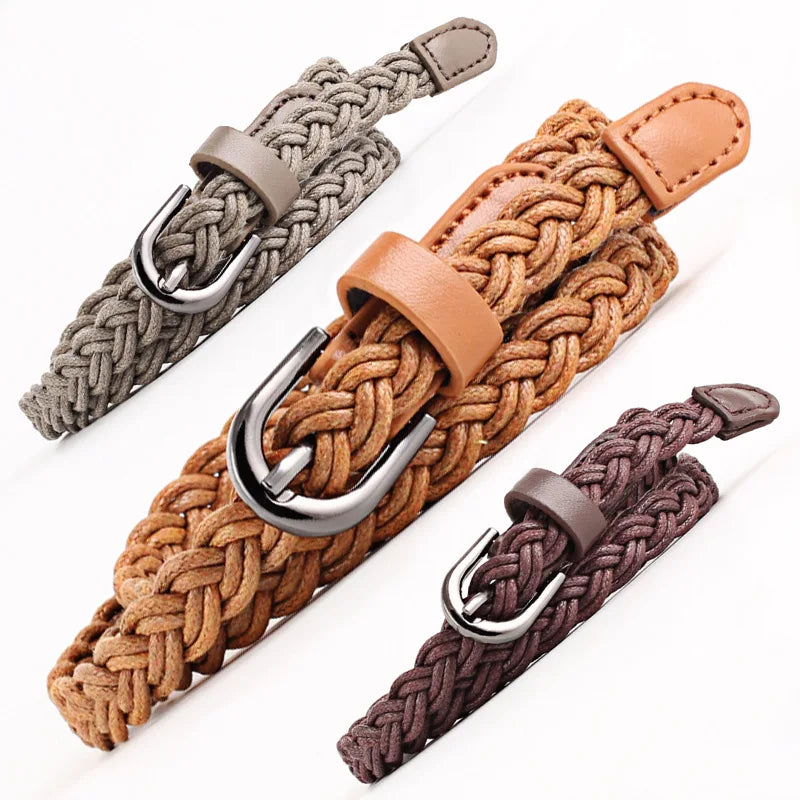 Fashion Casual Woven Knitted  Leather Female Waistband Ladies Decorative Women Belts Clothes Accessories Rope Braided
