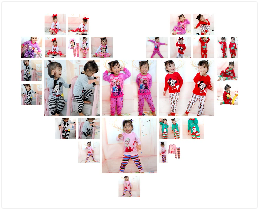 Free Shipping Girls Pajamas Kids Princess Anna Elsa Sleepwear Children Cartoon Clothing Set Baby Rapunzel Pijamas Cotton Pyjama