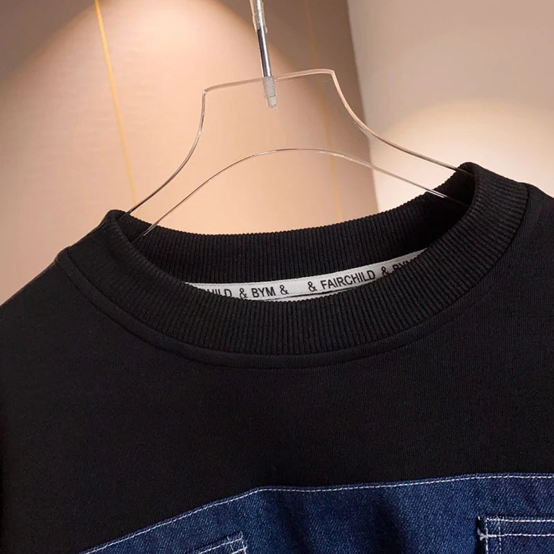 BCA Teen Boy Casual Children's Clothing Boys'Long Sleeved Denim Top with Letter Print Autumn Sports Suit for 5-Year-Olds Younger