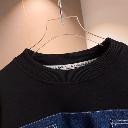 BCA Teen Boy Casual Children's Clothing Boys'Long Sleeved Denim Top with Letter Print Autumn Sports Suit for 5-Year-Olds Younger