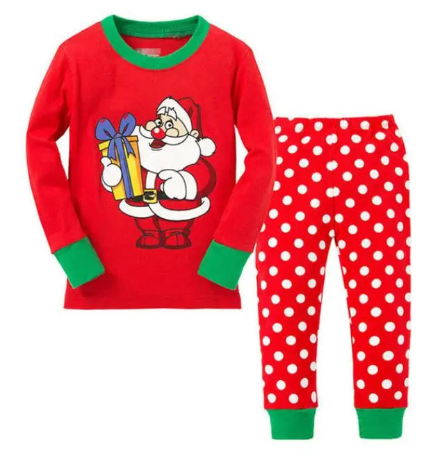 Kid Pajamas Set Baby Boy Clothes Girl Sleepwear Nightwear Children Santa Claus Christmas Pyjamas Cotton Clothing Set 2-7T