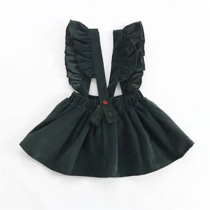 Baby Girls Fashion Clothes Fall Winter Warm Corduroy Princess Skirt Cute Ruffles Lace Strap Tutu Dress Party Birthday Custume