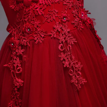4-15yrs Kids Dresses For Girl Clothes Lace Flower Ball Gown Girls Long Dress For Wedding Prom Party Dresses Teenage Girl Costume