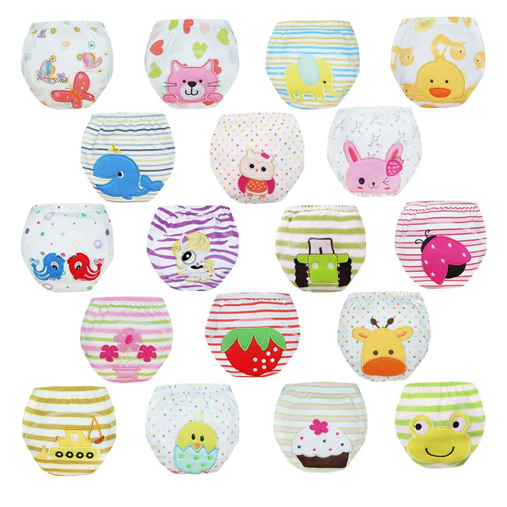 10 Pcs Reusable Baby Training Pants Washable Kids Cloth Diaper Nappies Changing Underwear Infant Toddler Potty Training Panties