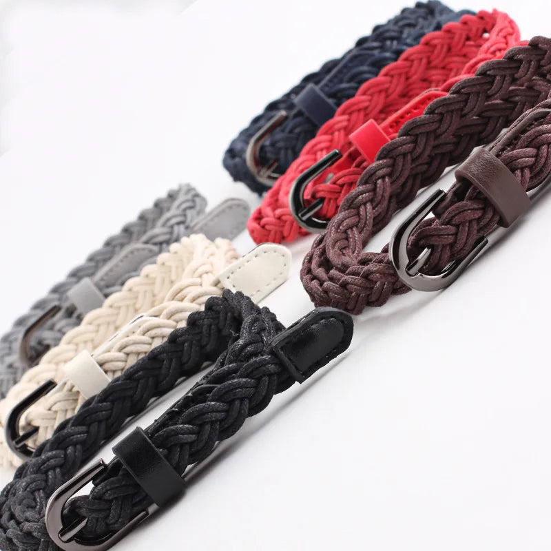 Fashion Casual Woven Knitted  Leather Female Waistband Ladies Decorative Women Belts Clothes Accessories Rope Braided