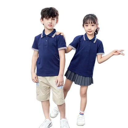 Boys Teens Short Sleeve Shirt 2023 Summer Fashion Cartoon Bear Embroidery School Clothes Little Girl Polo Shirts 2-14 Years Tops