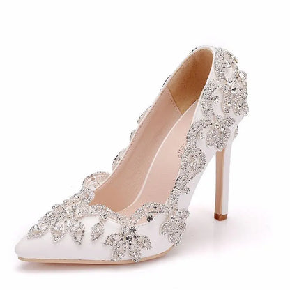 High Heels for Women ELEGANT Sweet Fashion British Style Slip-On 12CM Thin Heels Pointed Toe Office Career Women Shoes Gold 46