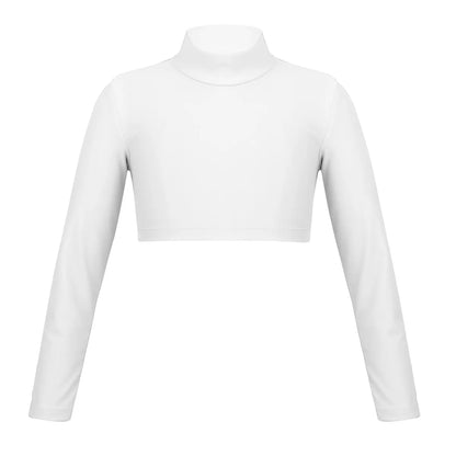 Kids Girls Crop Tops Girl's T-Shirts Top Long Sleeves Tshirts Ballet Gymnastics Dance Wear Children Sports Fitness Tops Tees