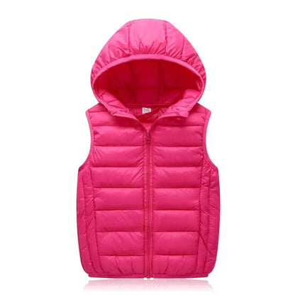2025New Children Down Vest Girls Hooded Jacket Winter Waistcoats Boy Baby Autumn Outerwear Coats 3-12 Years Kids Warm Clothes