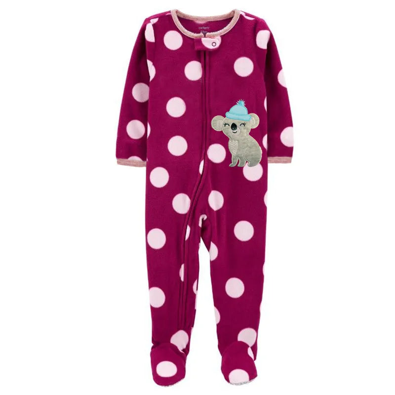 One-piece pajamas for children aged 3-10, pajamas for boys and girls, fleece one-piece suits, soft and warm.