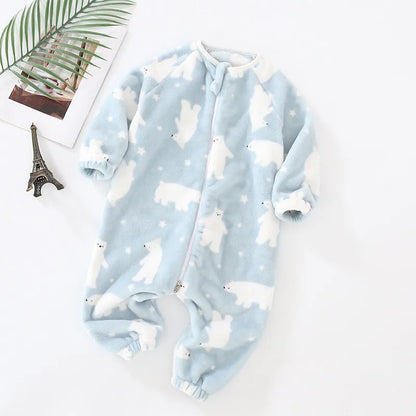 Baby Pajamas For Boys Girls Thick Warm Pajama Autumn Children Flannel Onesies Jumpsuits Winter Kids Cartoon Blanket Sleepwear