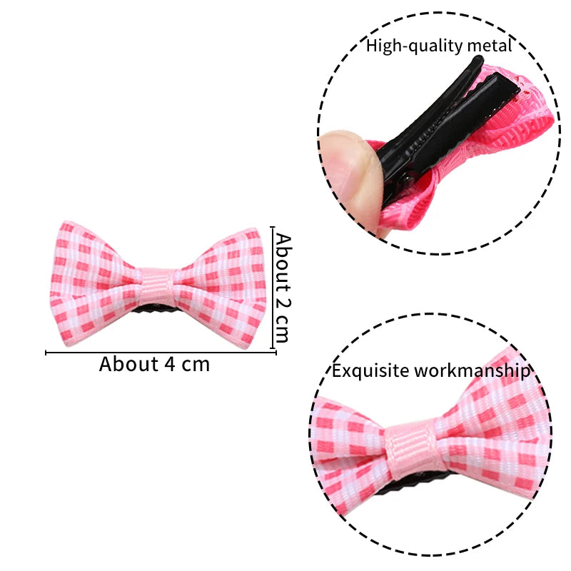 1 Set/Bag Baby Girls Cute Colors Satin Dot Bow Ornament Hair Clips Children Sweet Plaid Barrettes Hairpins Kids Hair Accessories