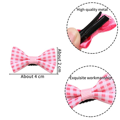 1 Set/Bag Baby Girls Cute Colors Satin Dot Bow Ornament Hair Clips Children Sweet Plaid Barrettes Hairpins Kids Hair Accessories