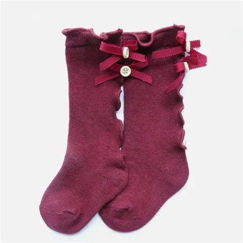 Children Socks Knee High Toddler Trousers Cotton Baby Girls Lace Baby Socks Girl Leg Warms Baby Girl Bow Sock