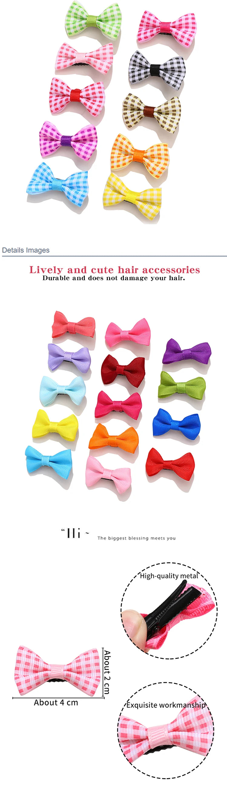 1 Set/Bag Baby Girls Cute Colors Satin Dot Bow Ornament Hair Clips Children Sweet Plaid Barrettes Hairpins Kids Hair Accessories