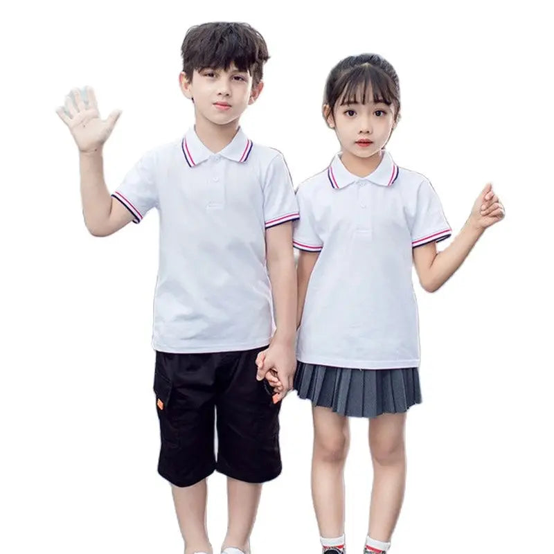 Boys Teens Short Sleeve Shirt 2023 Summer Fashion Cartoon Bear Embroidery School Clothes Little Girl Polo Shirts 2-14 Years Tops
