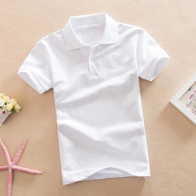 Boys Teens Short Sleeve Shirt 2023 Summer Fashion Cartoon Bear Embroidery School Clothes Little Girl Polo Shirts 2-14 Years Tops