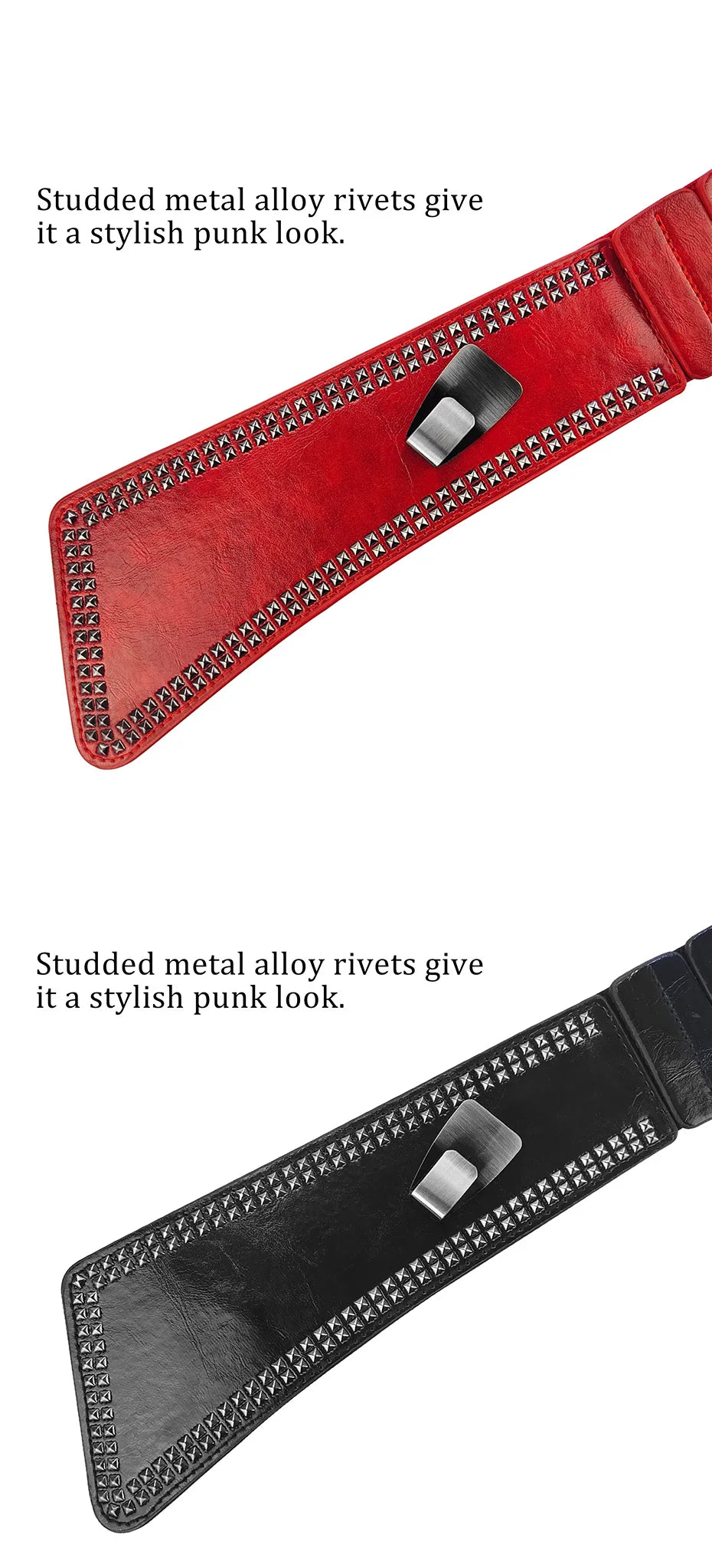 Maikun Fashion Punk Rocker Wide Belts for Women Elastic Wide European Style Women Belts Metal Round Buckle