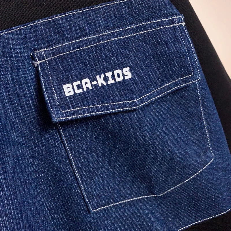 BCA Teen Boy Casual Children's Clothing Boys'Long Sleeved Denim Top with Letter Print Autumn Sports Suit for 5-Year-Olds Younger
