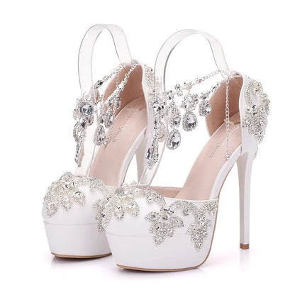 High Heels for Women ELEGANT Sweet Fashion British Style Slip-On 12CM Thin Heels Pointed Toe Office Career Women Shoes Gold 46