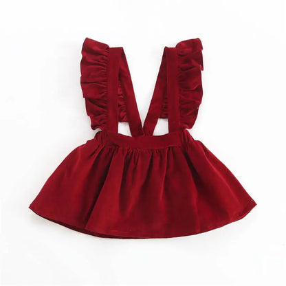 Baby Girls Fashion Clothes Fall Winter Warm Corduroy Princess Skirt Cute Ruffles Lace Strap Tutu Dress Party Birthday Custume