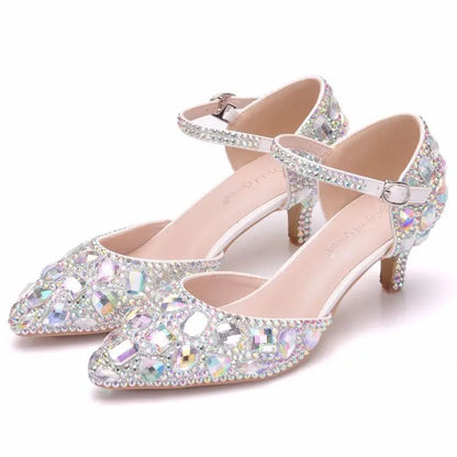 High Heels for Women ELEGANT Sweet Fashion British Style Slip-On 12CM Thin Heels Pointed Toe Office Career Women Shoes Gold 46