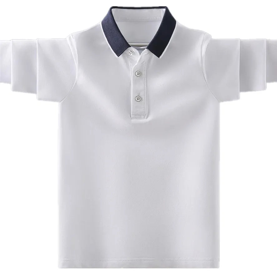 Kids Boys Polo Shirt Fashion Brand Design Children Casual Long Sleeve Tops For Teen Boy 4 6 8 10 12 14 Years Clothing