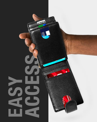 Bifold Wallet With Removable Money Clip Snap Closure