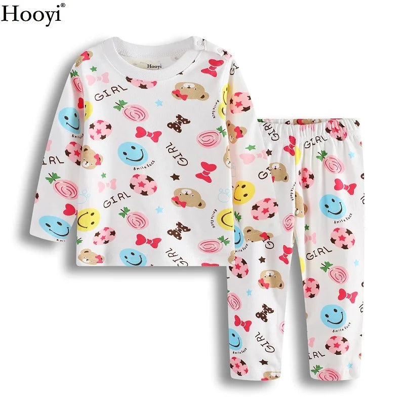 2024 Baby Boys Pajamas Clothes Suit 100% Cotton Fashion Children Sleepwear Top Quality Newborn T-Shirt Pant Set 0 1 2 Year