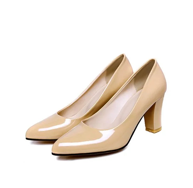 Women High Heels Sexy Fashion Pointed Toe 4 Colour Patent Leather Classic Shallow Mouth Work Pumps Shoes Big Size 34-47 62-1