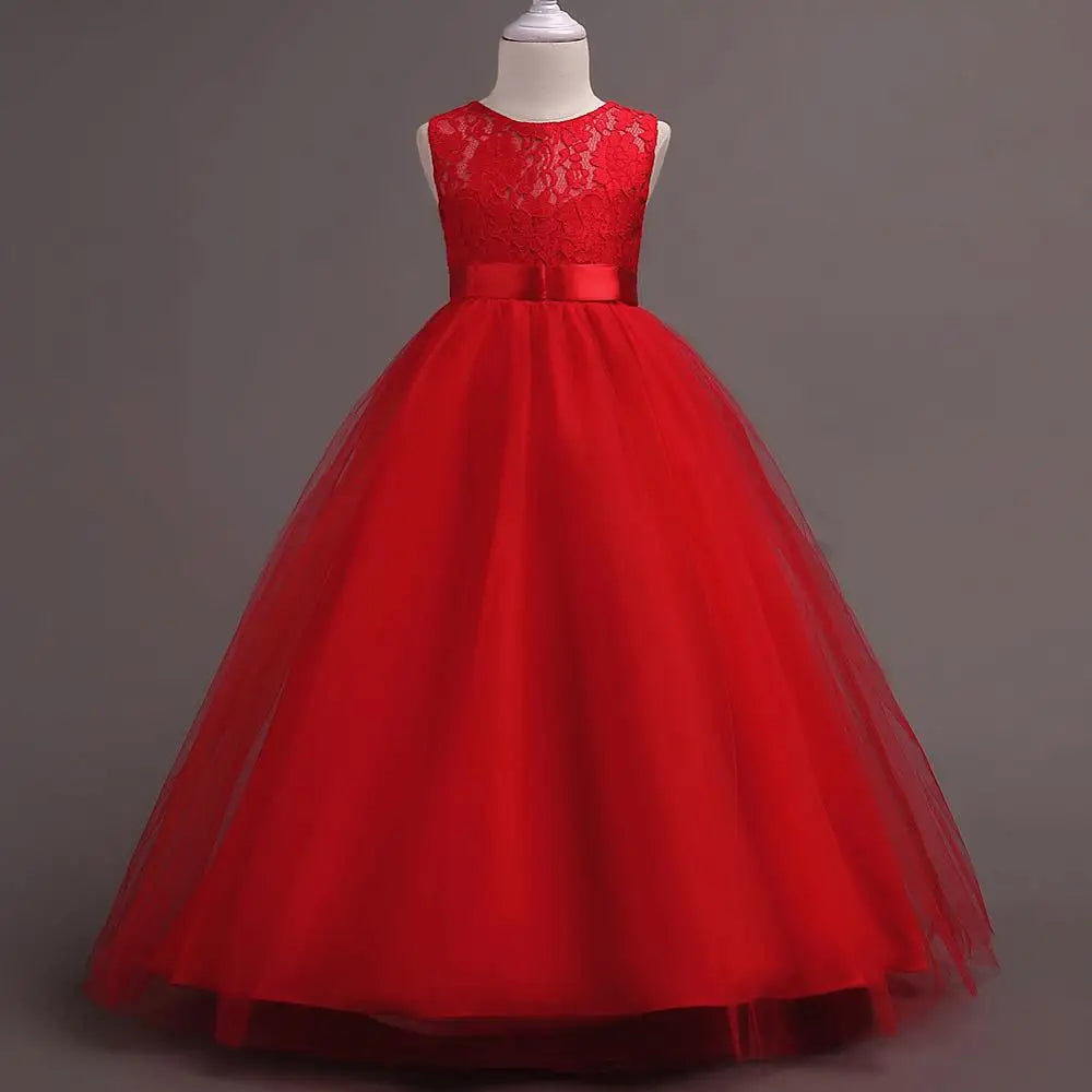 4-15 Years Kids Dress for Girls Wedding Tulle Lace Long Girl Dress Elegant Princess Party Pageant Formal Gown for Teen Children