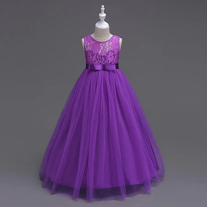 4-15 Years Kids Dress for Girls Wedding Tulle Lace Long Girl Dress Elegant Princess Party Pageant Formal Gown for Teen Children