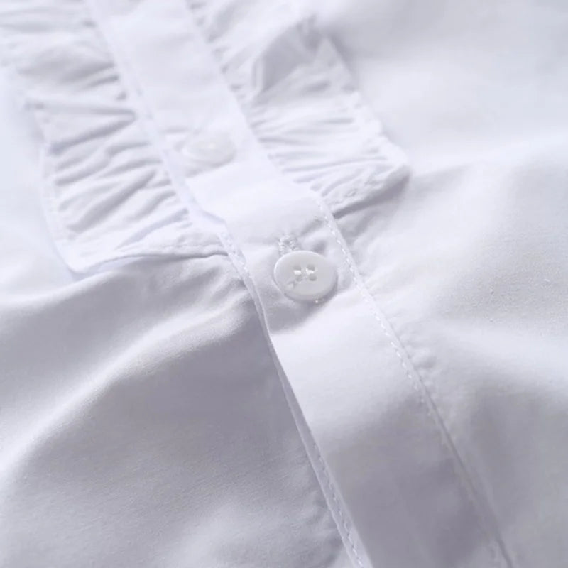 new summer spring girls lace cotton solid White baby kids girls Blouse white shirts  with long sleeves for children girls
