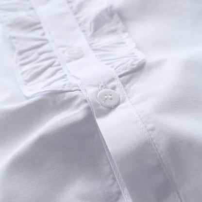 new summer spring girls lace cotton solid White baby kids girls Blouse white shirts  with long sleeves for children girls