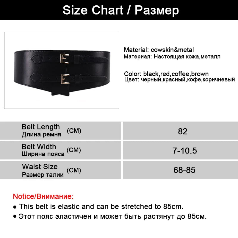 MaiKun Wide Belts for Women Luxury Cowhide Double Retro Pin Buckle Women Belts for Dress Female Waistband